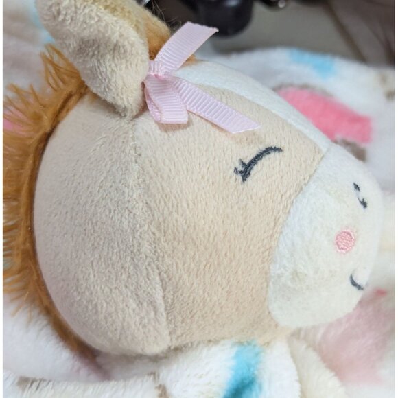 HB Horse Barn Pink Plush Lovey & Soft Security Blanket 14"x14" For Babies - Picture 2 of 5